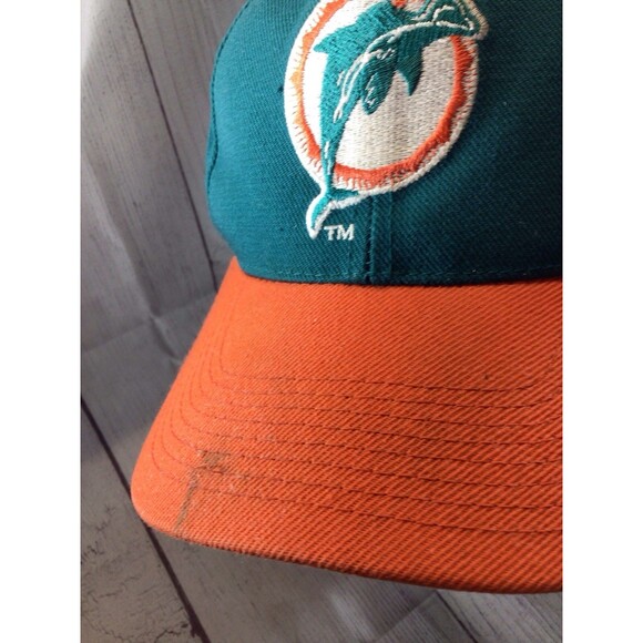 Vintage Miami Dolphins Two Tone Snapback Orange and Teal 1970s Logo Hat NFL - Picture 3 of 13
